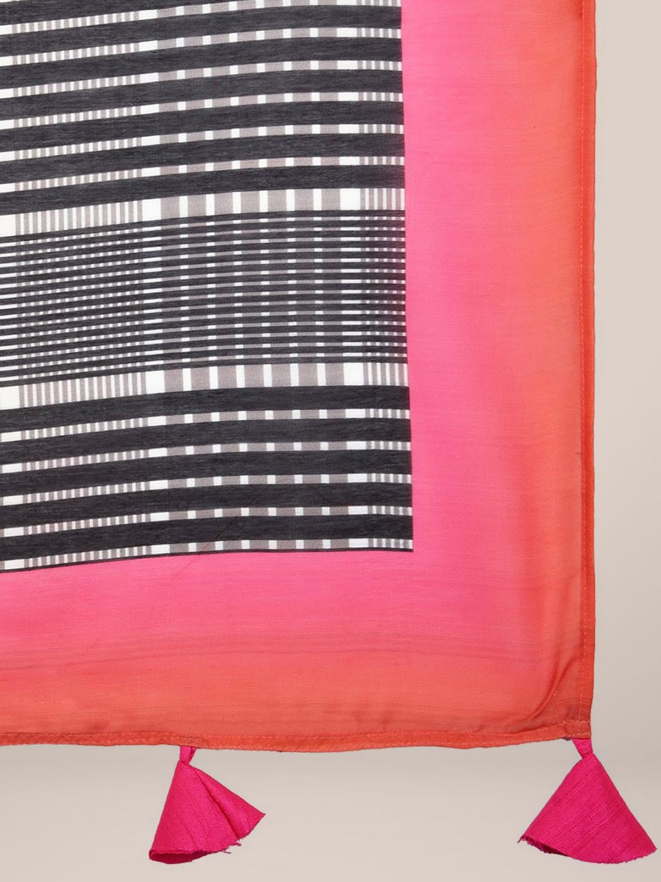 Printed Black and White Silk Dupatta freeshipping - Dupatta Bazaar