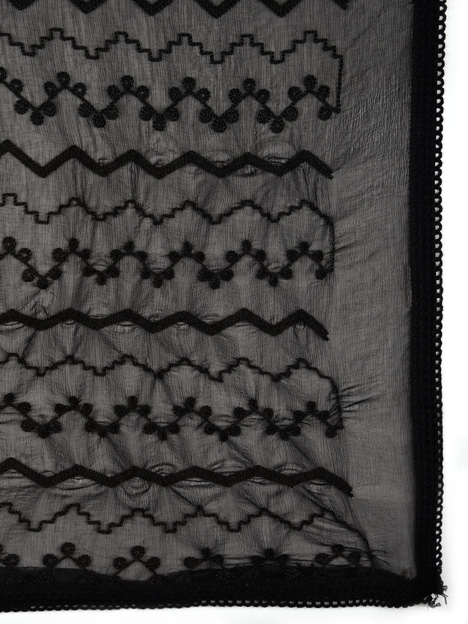 Black Chiffon Dupatta with Embroidery freeshipping - Dupatta Bazaar