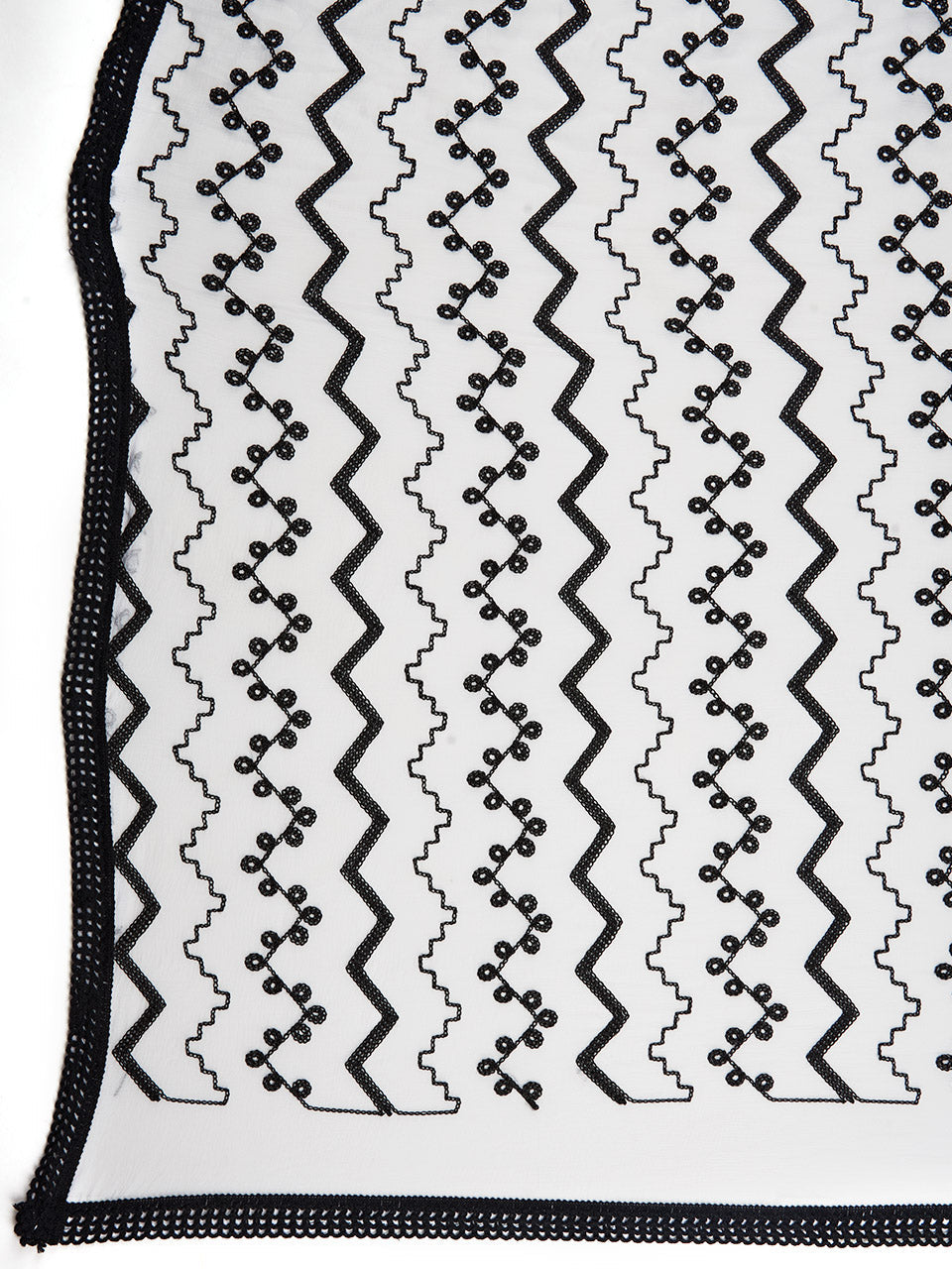 White Chiffon Dupatta with Black Emroidery. freeshipping - Dupatta Bazaar
