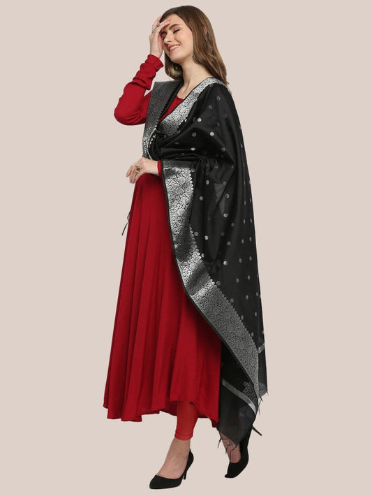 Banarasi Silk Dupatta with Silver Border