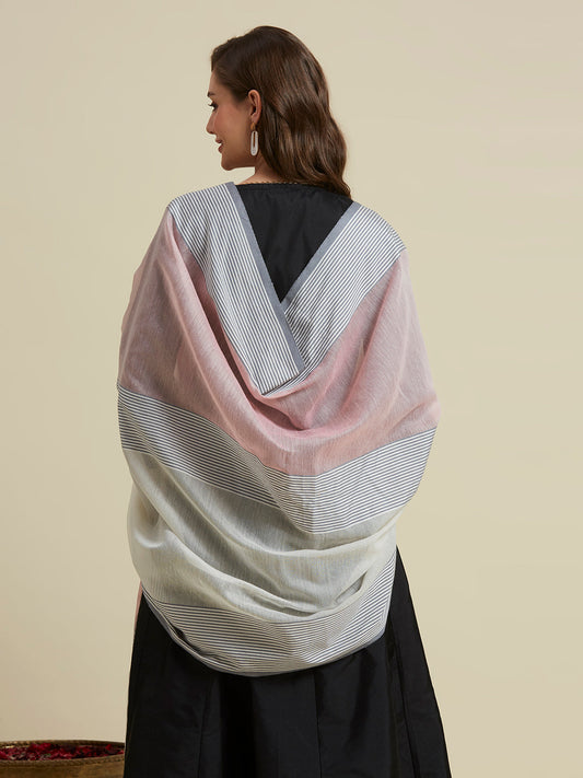 Multi Two Shaded Banarasi Chanderi Silk Dupatta
