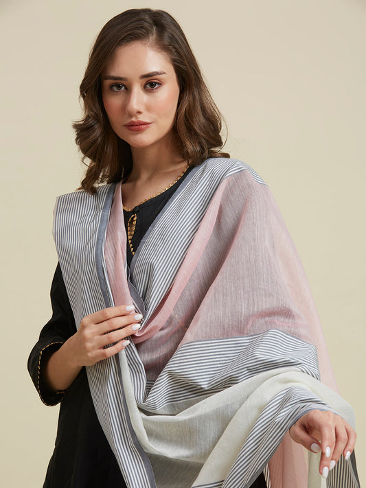 Multi Two Shaded Banarasi Chanderi Silk Dupatta