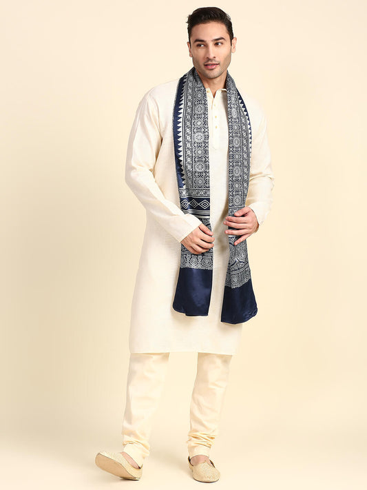 Men's Indigo Ajrakh Stole/Dupatta for Kurta/Sherwani/Achkan