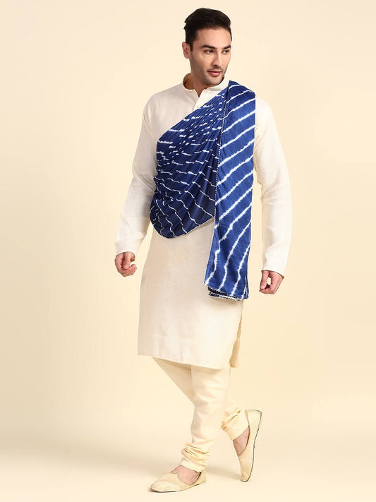 Men's Blue Leharia Dupatta for Kurta/Sherwani/Achkan