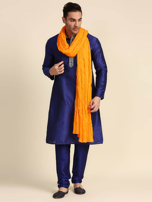 Men's Pure Cotton Kesari Orange Dupatta for Kurta/Sherwani/Achkan