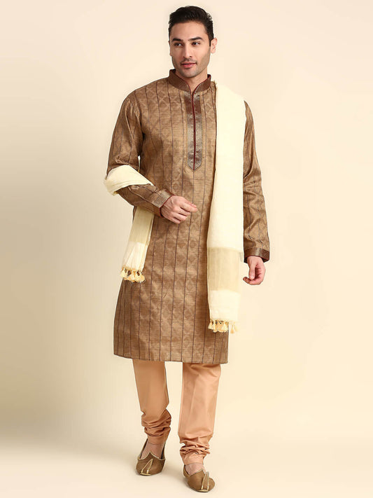 Men's Cream Linen Dupatta for Kurta/Sherwani/Achkan