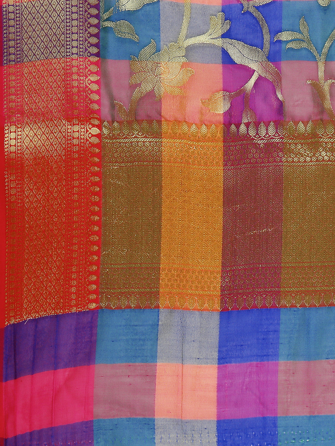 Dupatta Bazaar Woman's Multicoloured Woven Banarasi Silk  Dupatta - Dupatta Bazaar