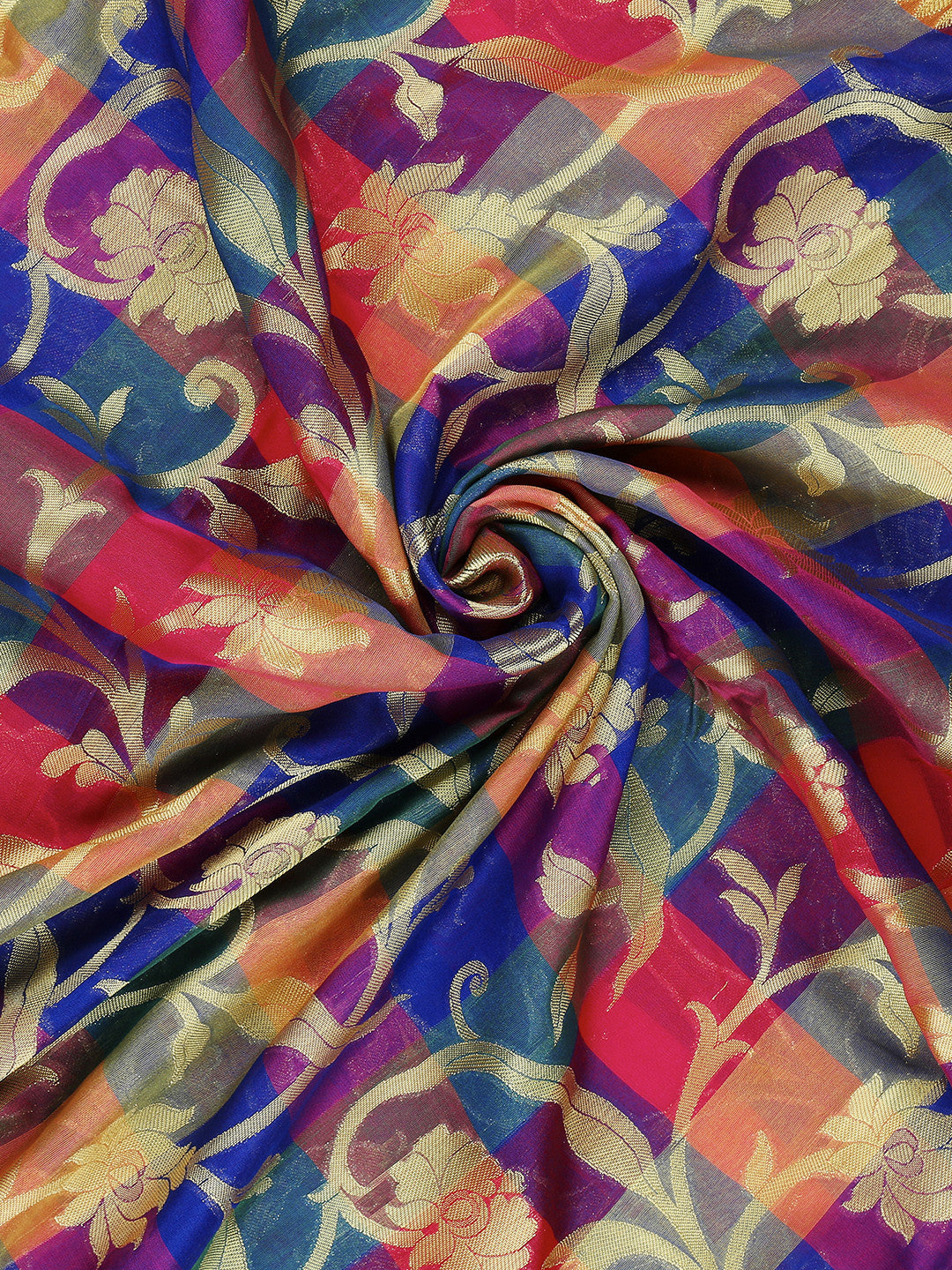 Dupatta Bazaar Woman's Multicoloured Woven Banarasi Silk  Dupatta - Dupatta Bazaar