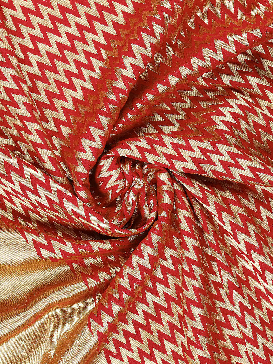 Dupatta Bazaar Woman's Red & Gold Woven Banarasi Silk  Dupatta - Dupatta Bazaar
