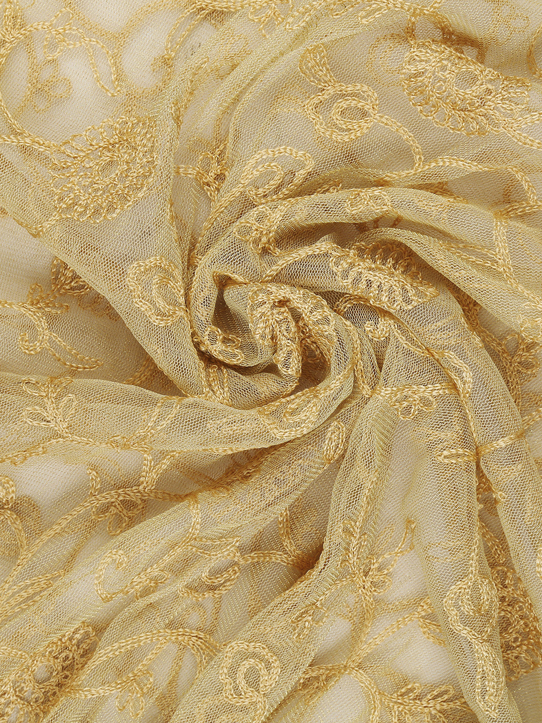 Dupatta Bazaar Women's Embroidered Gold Net Dupatta - Dupatta Bazaar