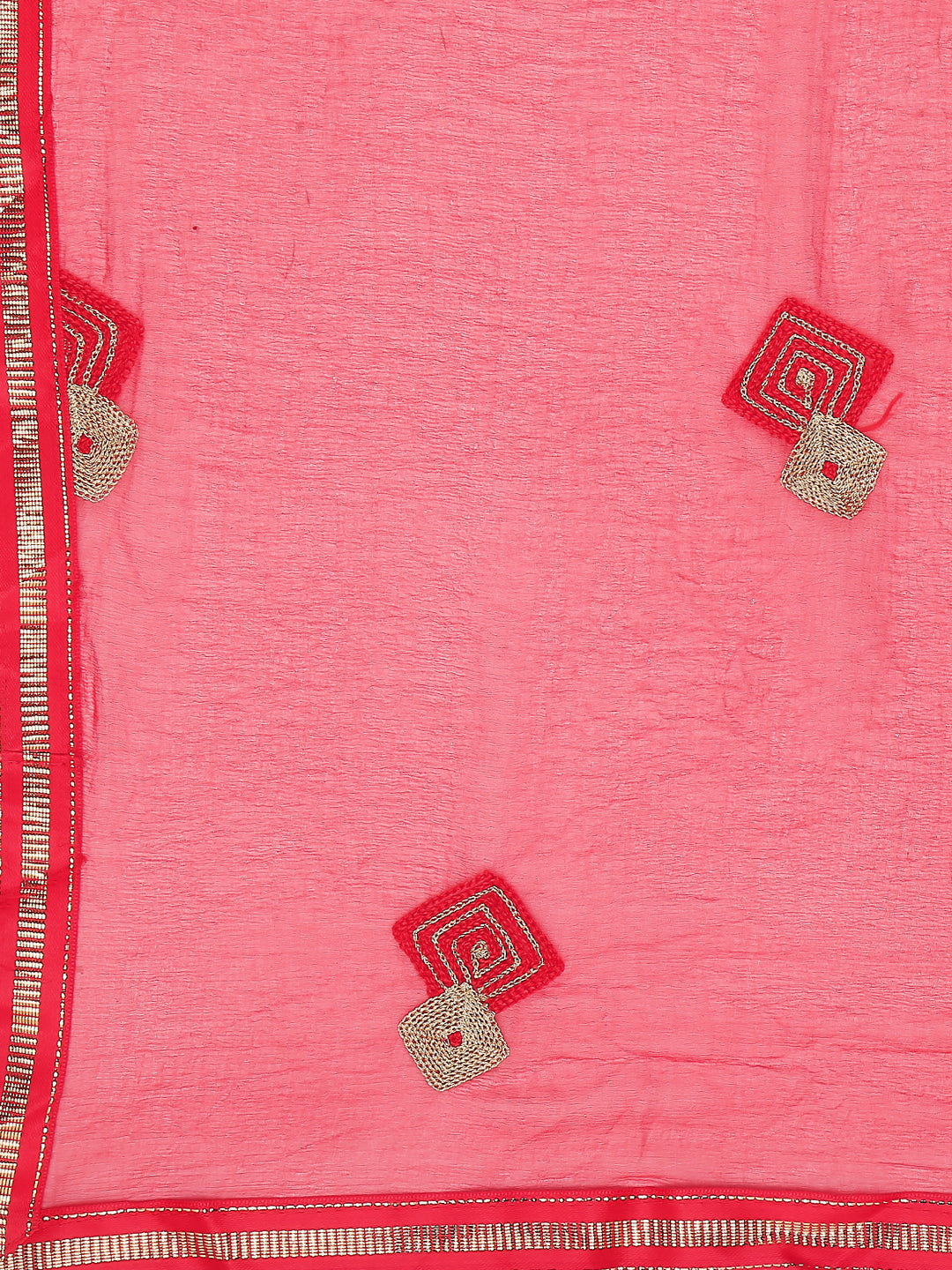 Dupatta Bazaar Woman's Embroidered Red Chiffon - Dupatta Bazaar