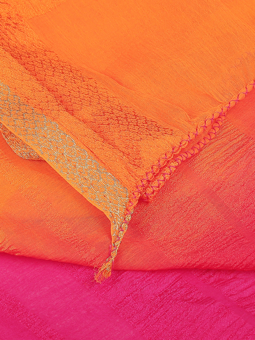 Dupatta Bazaar Woman's Rani Pink & Orange shaded chiffon dupatta - Dupatta Bazaar