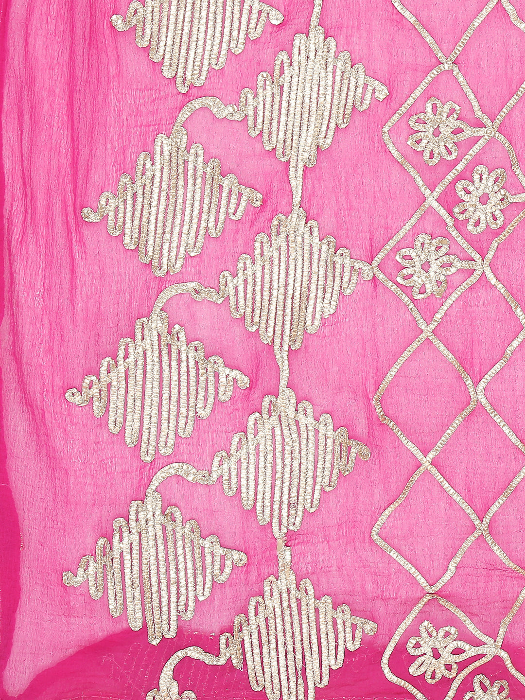 Dupatta Bazaar Woman's Pink Chiffon Dupatta with Gotta Work - Dupatta Bazaar