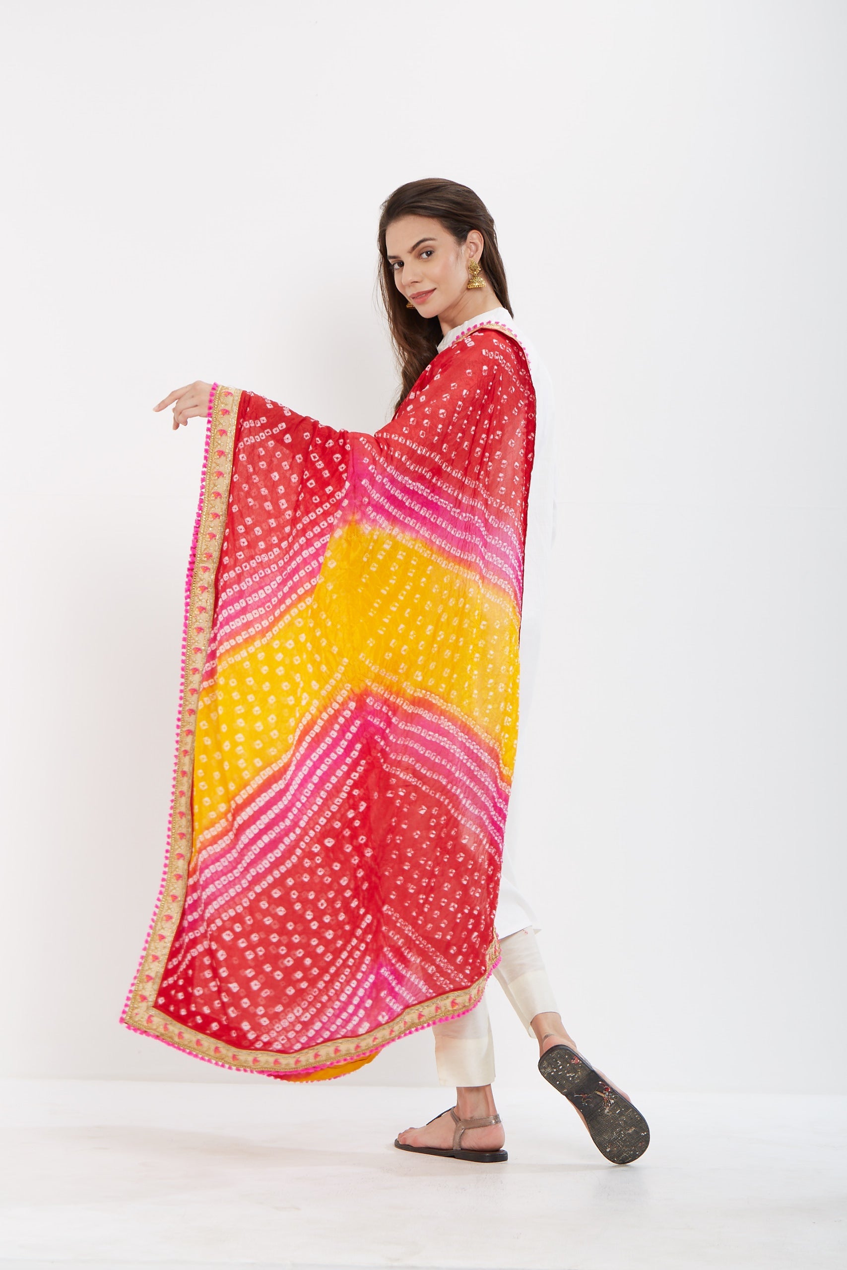 Dupatta Bazaar Woman's Multicoloured Bandhini Silk Dupatta - Dupatta Bazaar