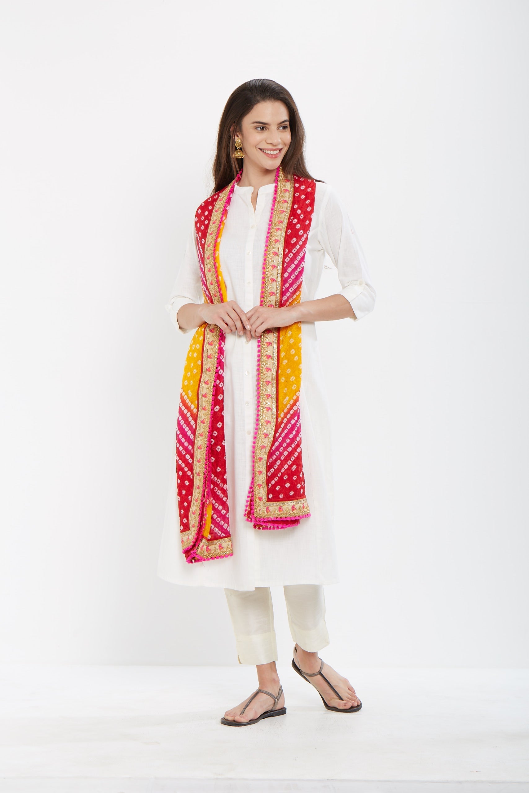 Dupatta Bazaar Woman's Multicoloured Bandhini Silk Dupatta - Dupatta Bazaar