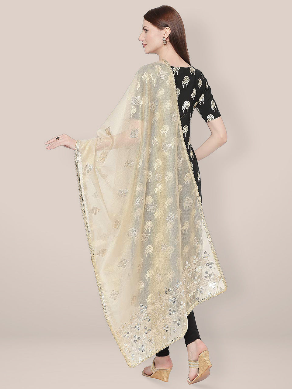Gold Cotton Silk dupatta with Gotta Patti Work. freeshipping - Dupatta Bazaar