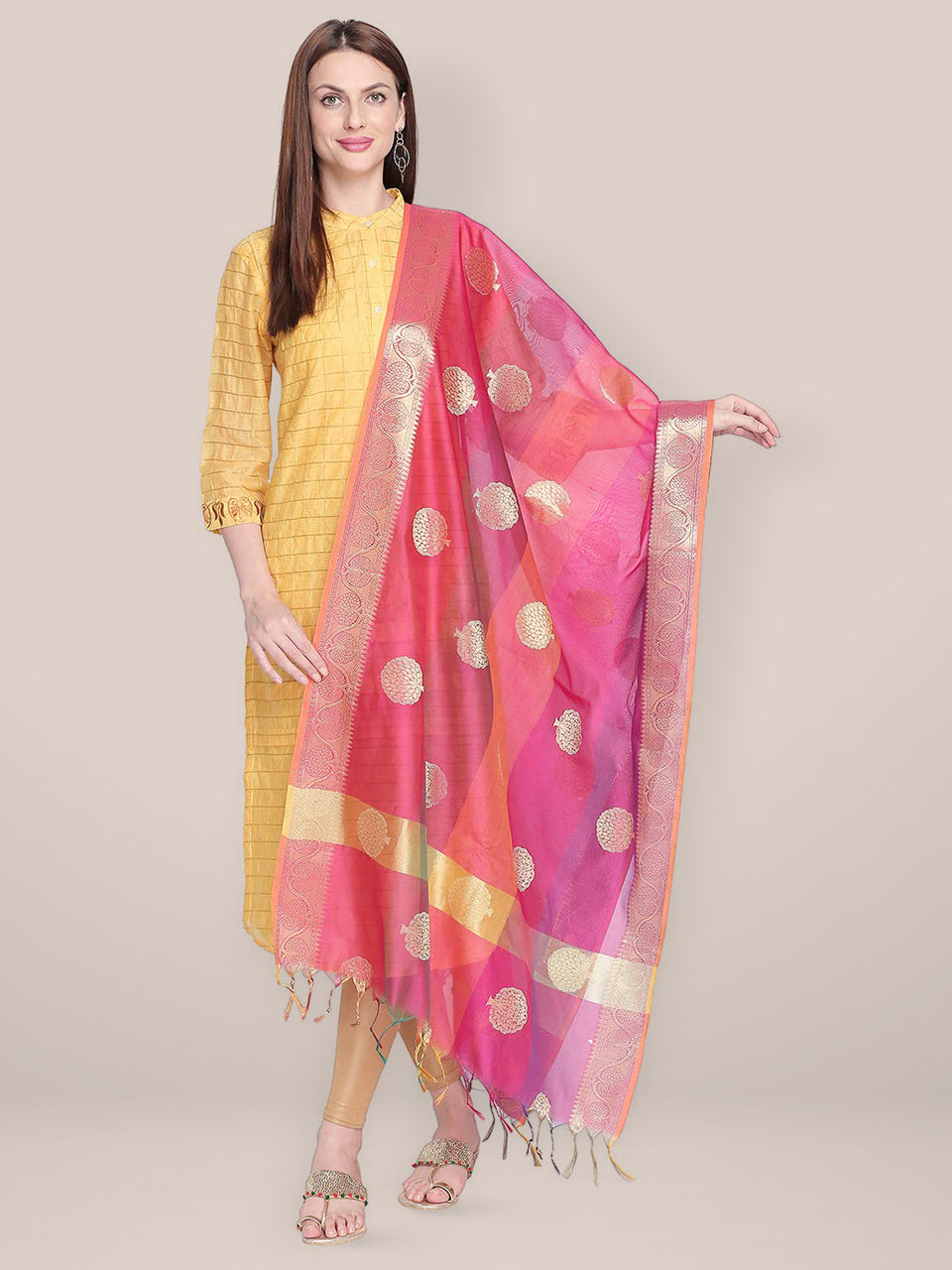 Pink Shaded Banarasi Silk Dupatta freeshipping - Dupatta Bazaar