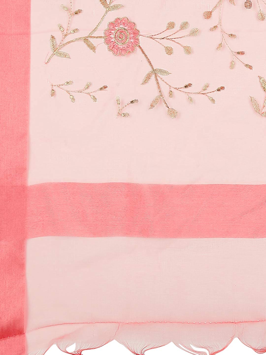 Embroidered Peach Organza Dupatta freeshipping - Dupatta Bazaar