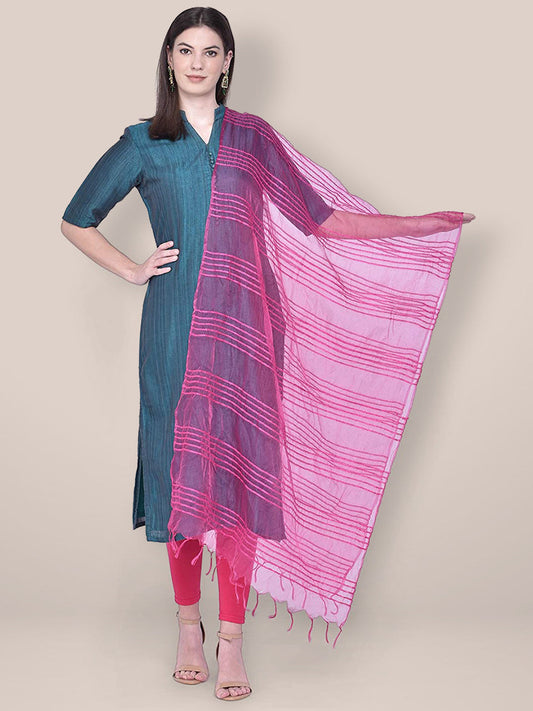 Woven Pink Organza Dupatta freeshipping - Dupatta Bazaar