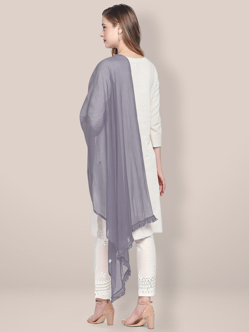 Solid Grey Chiffon Dupatta. freeshipping - Dupatta Bazaar