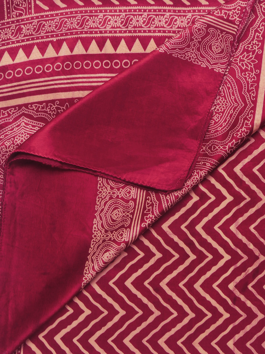 Pink Hand Block Print Mushru Stole freeshipping - Dupatta Bazaar