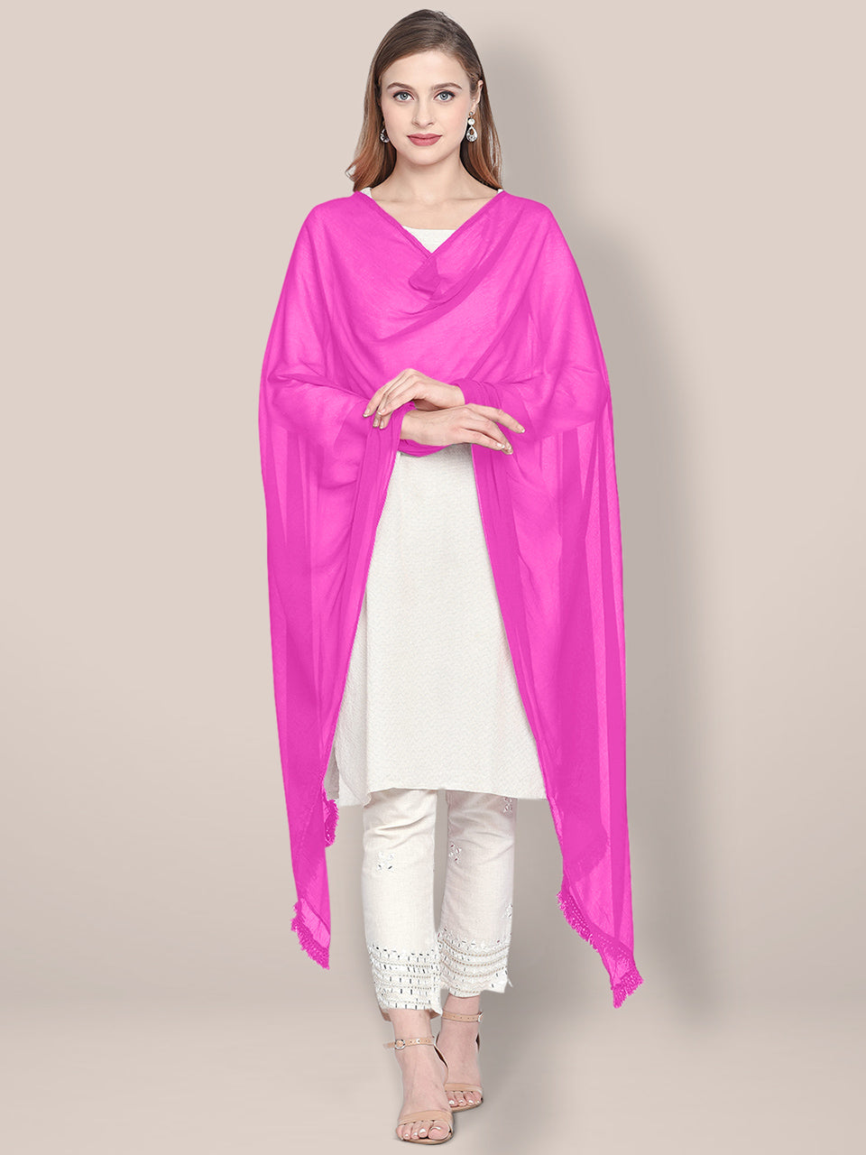 Magenta Pink Chiffon Dupatta freeshipping - Dupatta Bazaar