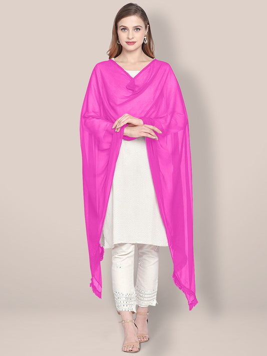 Magenta Pink Chiffon Dupatta freeshipping - Dupatta Bazaar