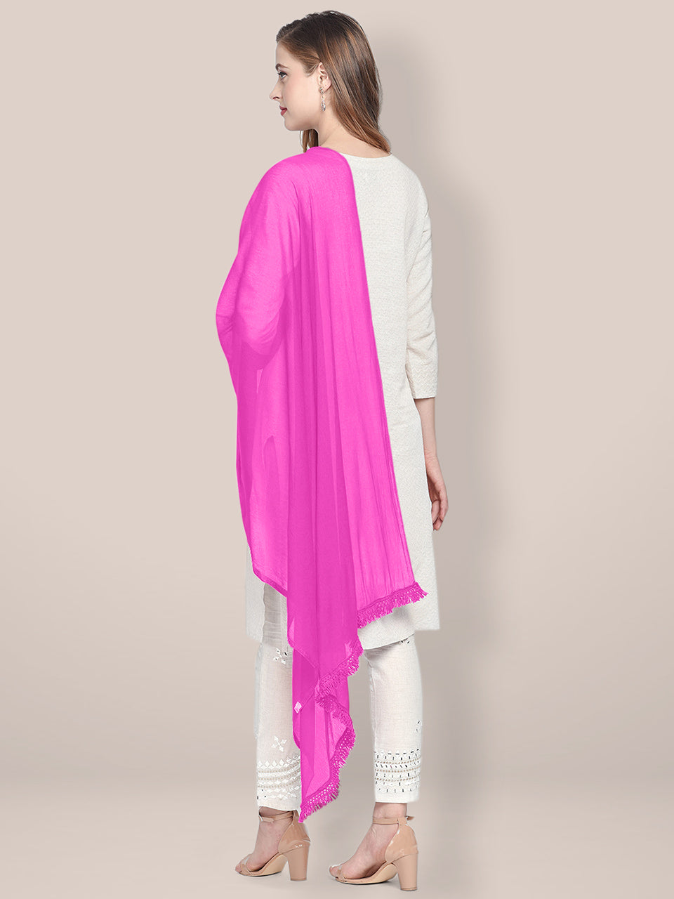 Magenta Pink Chiffon Dupatta freeshipping - Dupatta Bazaar