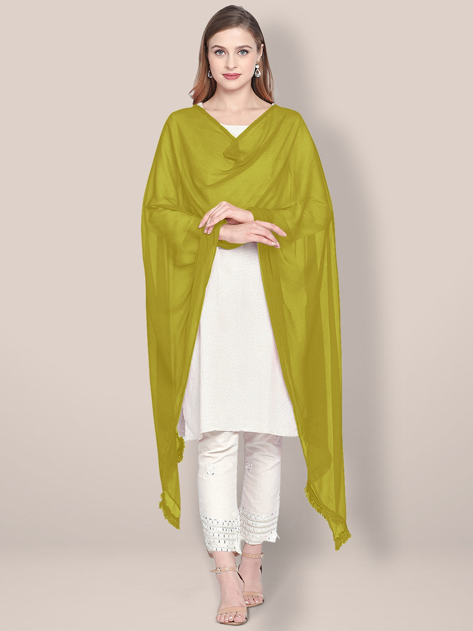 Olive Green Chiffon Dupatta. freeshipping - Dupatta Bazaar
