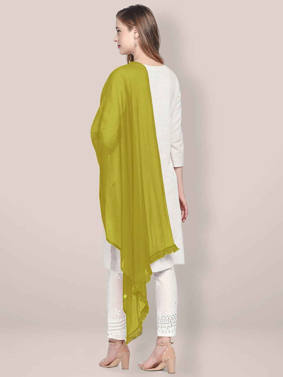 Olive Green Chiffon Dupatta. freeshipping - Dupatta Bazaar