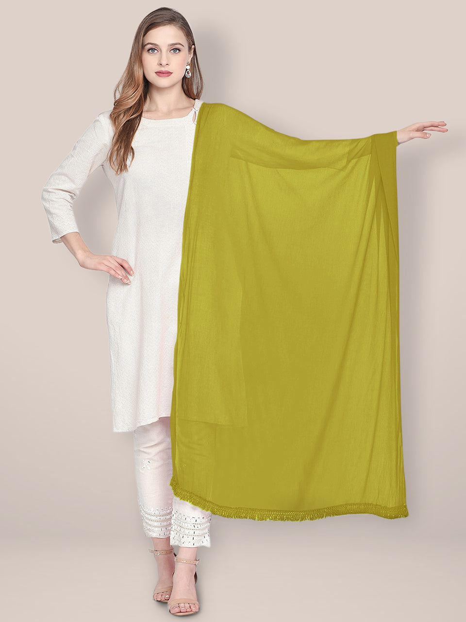 Olive Green Chiffon Dupatta. freeshipping - Dupatta Bazaar