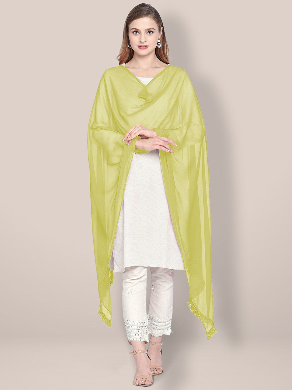 Dupatta Bazaar Woman's Pastel Green Chiffon Dupatta freeshipping - Dupatta Bazaar