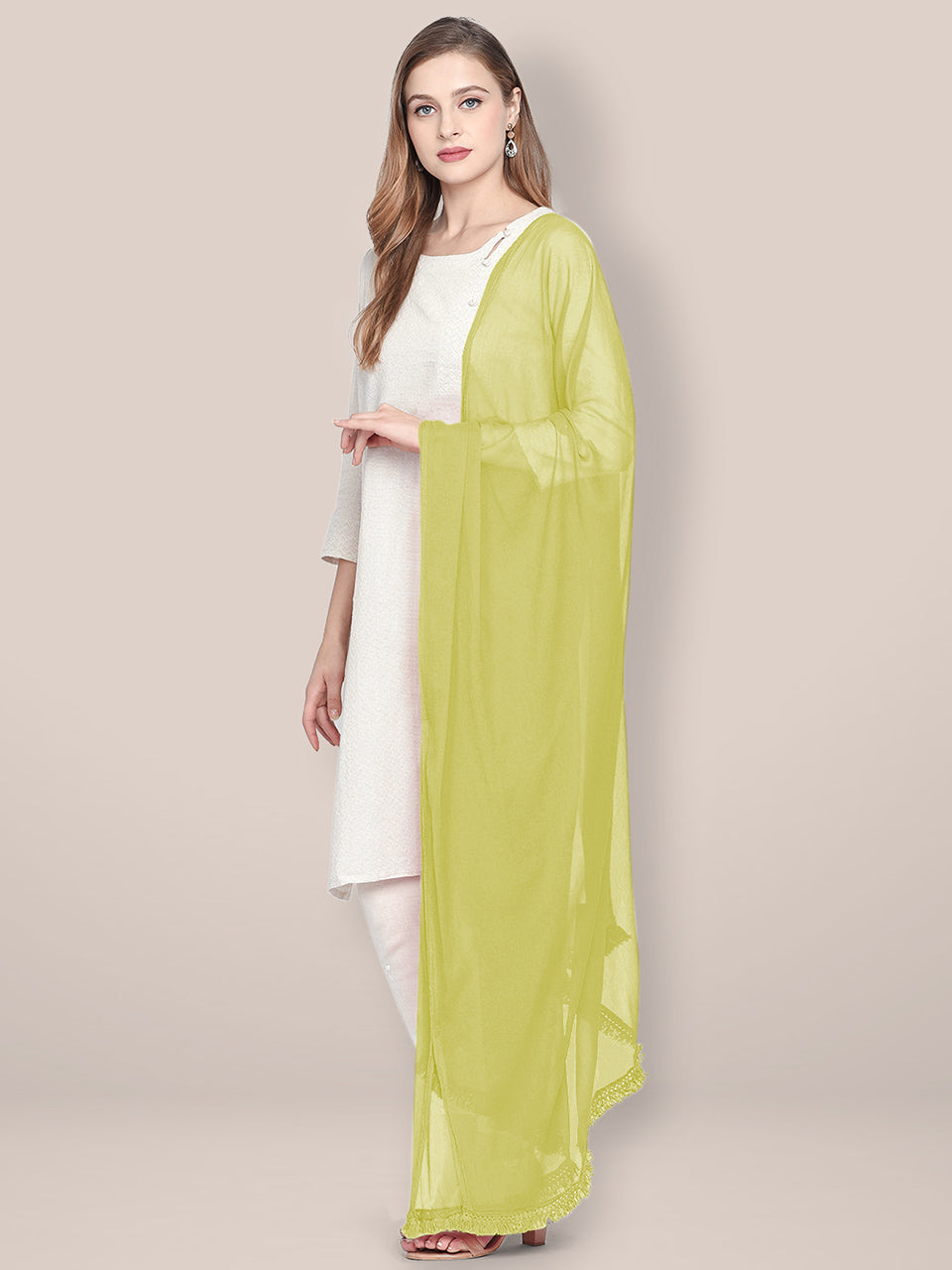 Dupatta Bazaar Woman's Pastel Green Chiffon Dupatta freeshipping - Dupatta Bazaar
