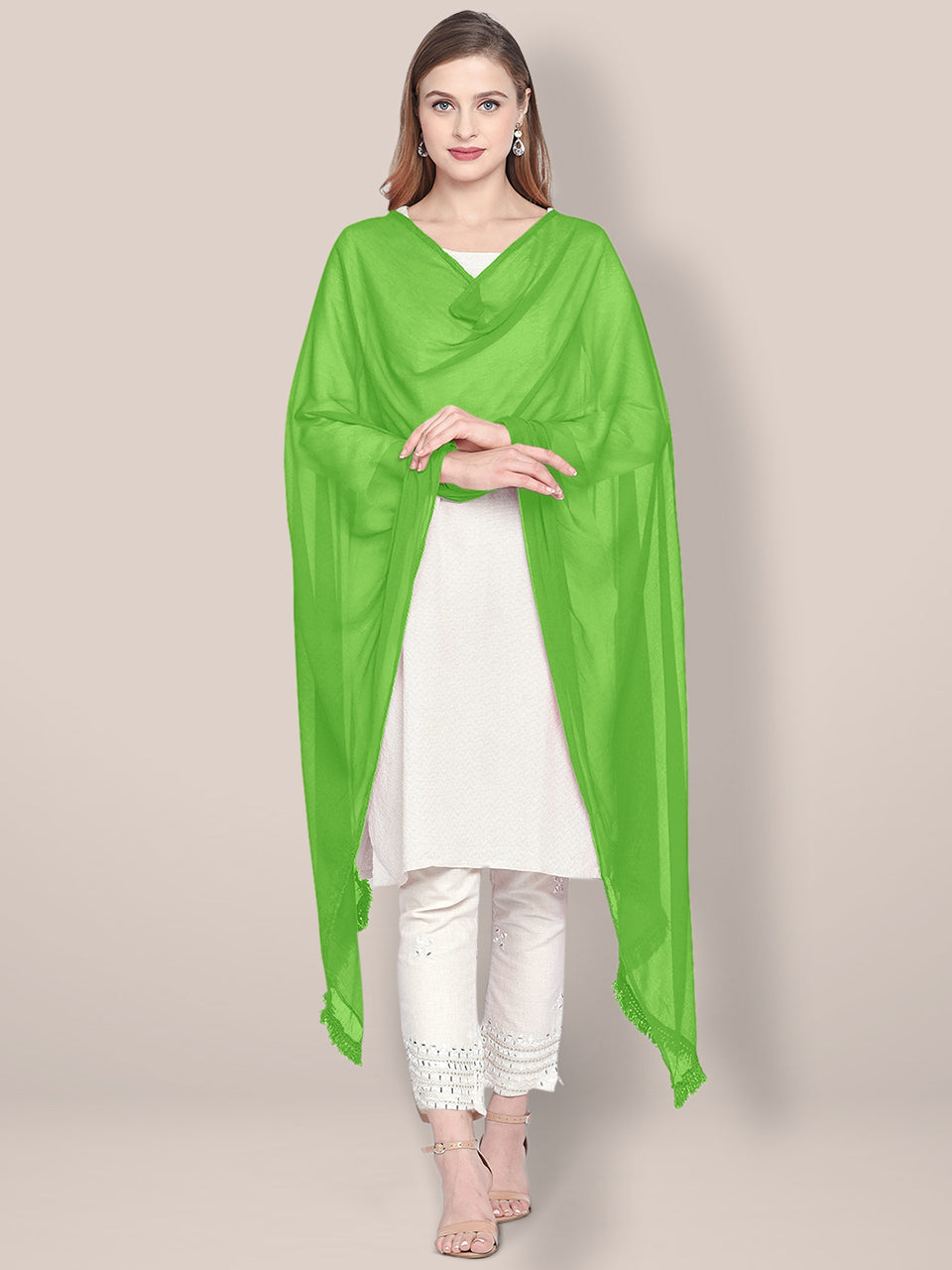 Parrot Green Chiffon Dupatta freeshipping - Dupatta Bazaar