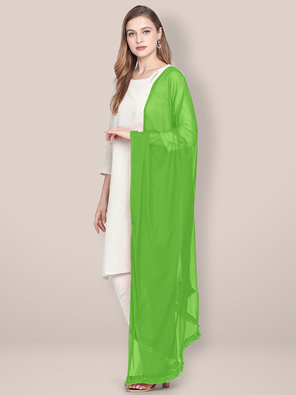 Parrot Green Chiffon Dupatta freeshipping - Dupatta Bazaar