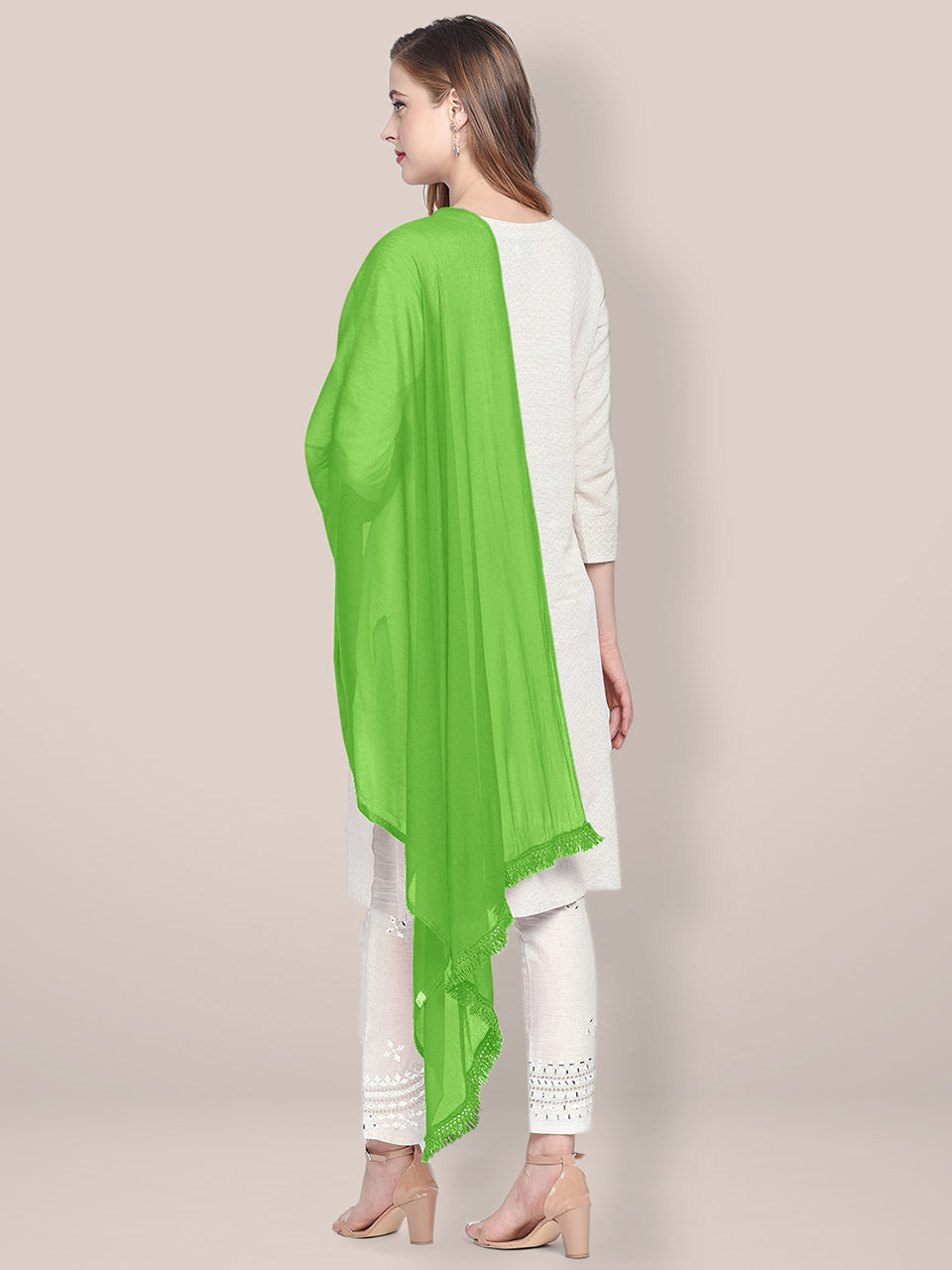 Parrot Green Chiffon Dupatta freeshipping - Dupatta Bazaar