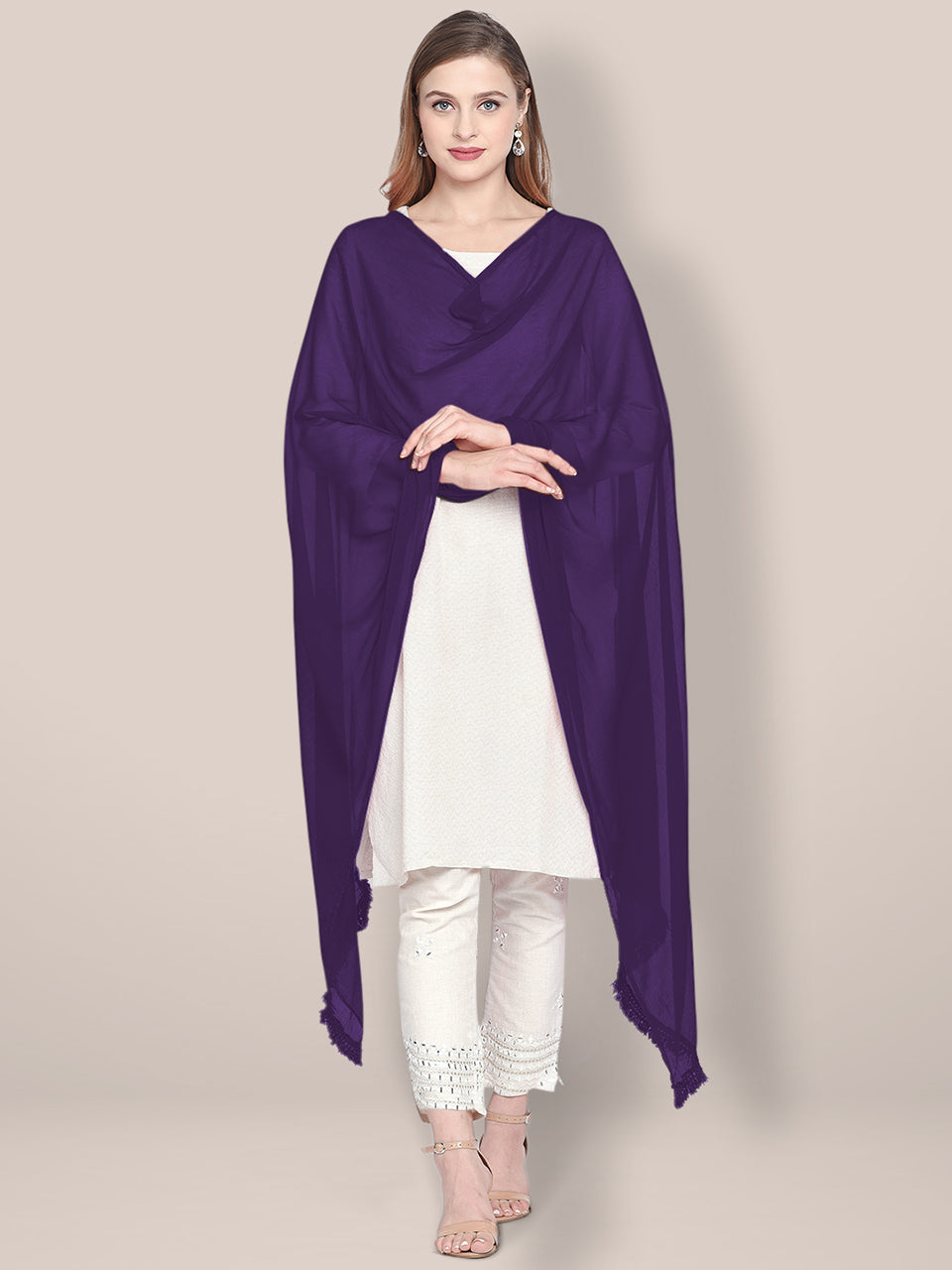 Violet Plain Chiffon Dupatta. freeshipping - Dupatta Bazaar