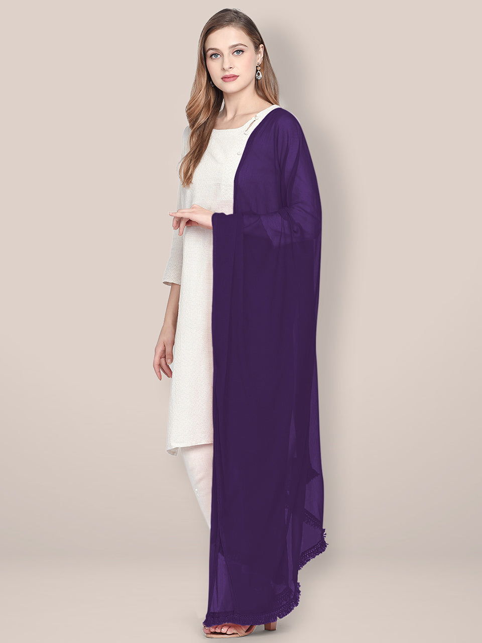Violet Plain Chiffon Dupatta. freeshipping - Dupatta Bazaar