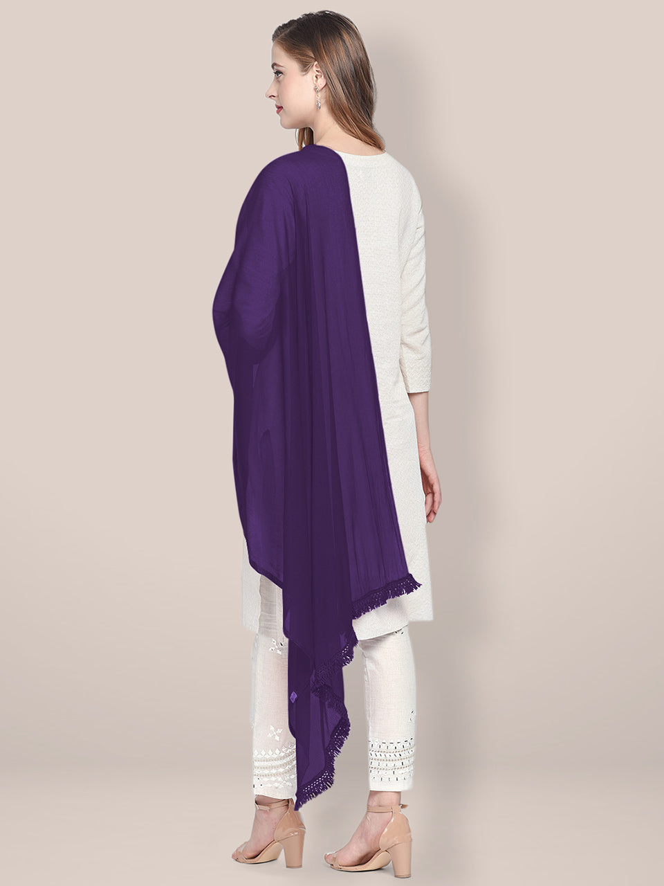 Violet Plain Chiffon Dupatta. freeshipping - Dupatta Bazaar