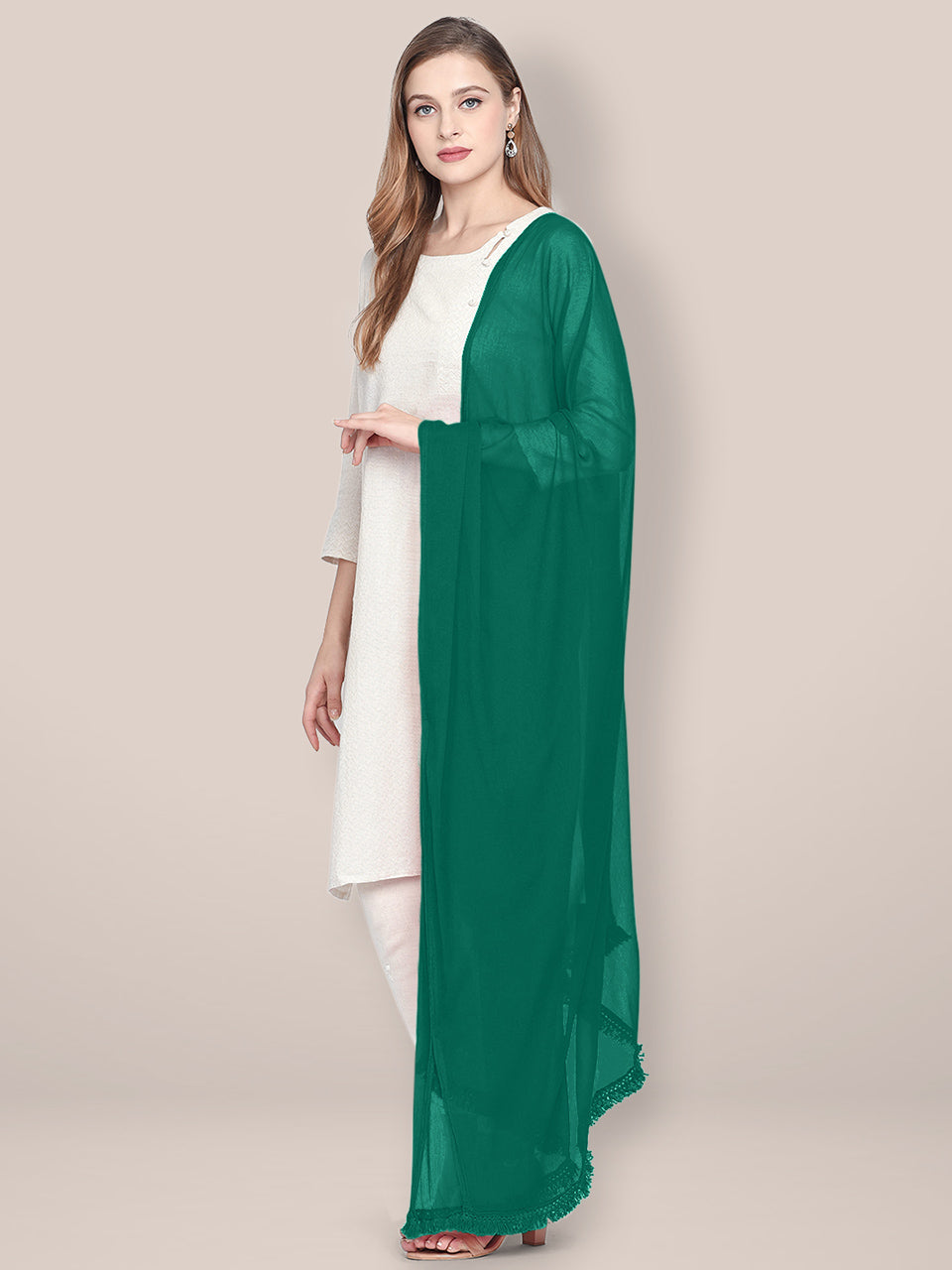 Rama Green Chiffon Dupatta. freeshipping - Dupatta Bazaar