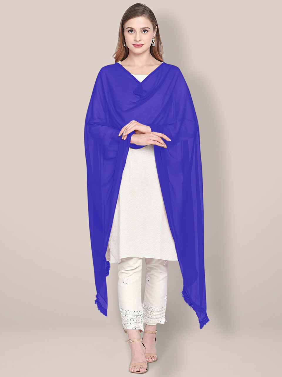 Royal Blue Chiffon Dupatta freeshipping - Dupatta Bazaar