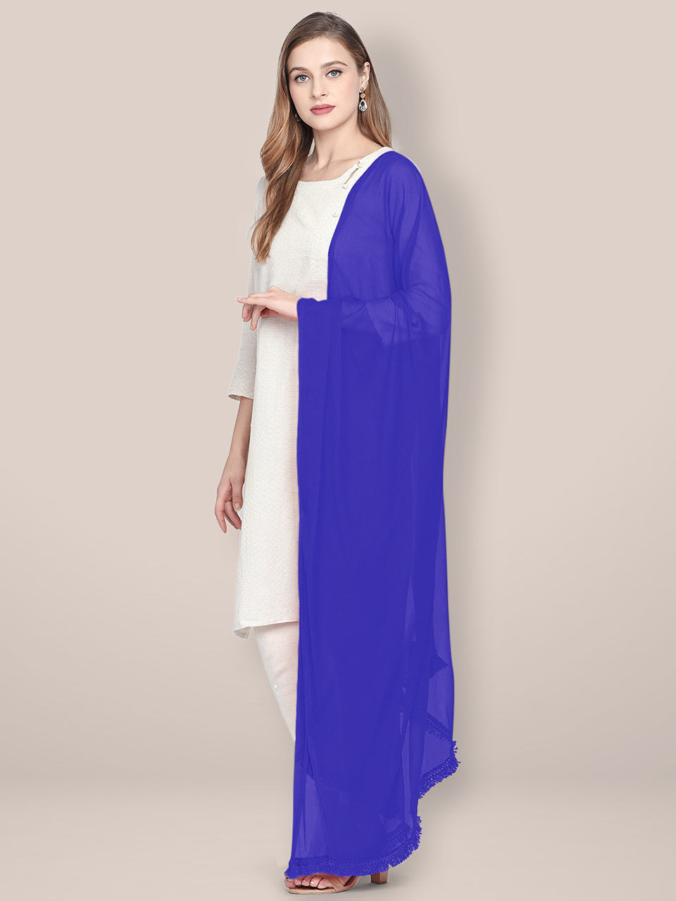 Royal Blue Chiffon Dupatta freeshipping - Dupatta Bazaar