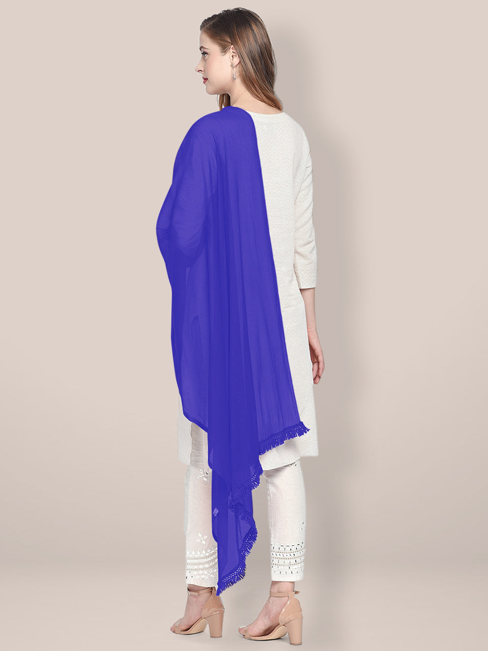 Royal Blue Chiffon Dupatta freeshipping - Dupatta Bazaar