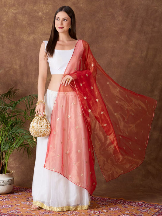 Sequinned Shimmer Tissue Silk Dupatta