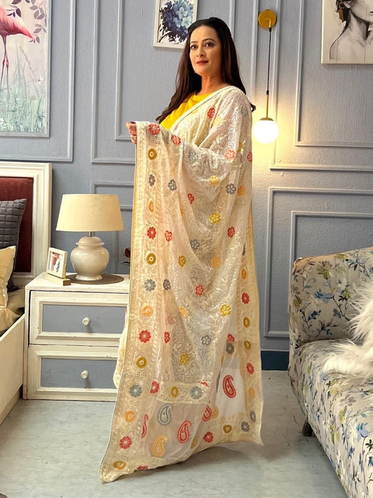 Georgette Dupatta With All over Embroidery and Multi Sequins Work