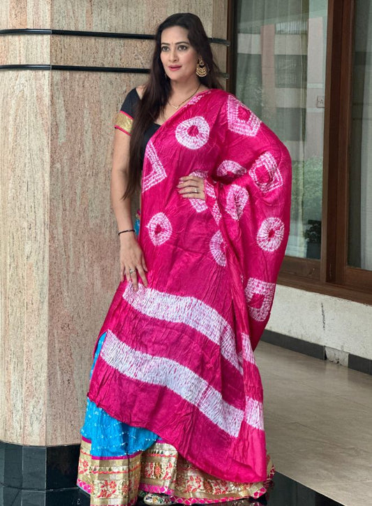 Rani Pink Bandhini Modal Silk Dupatta
