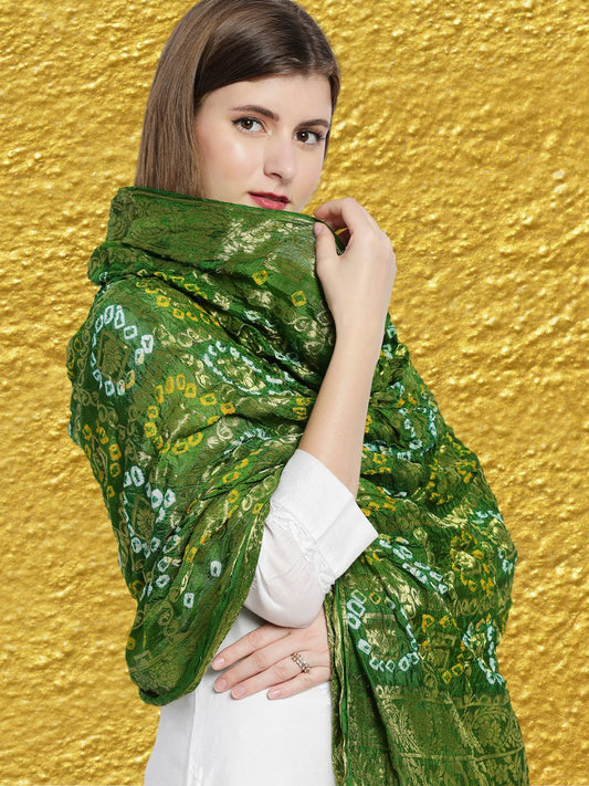 Mehendi Green Gharchola  Bandhini Dupatta