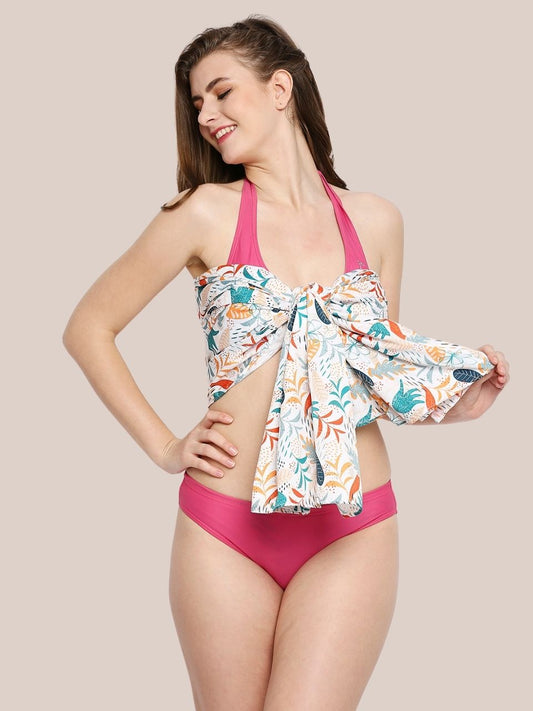 Floral Leaf Printed Crepe Sarong.