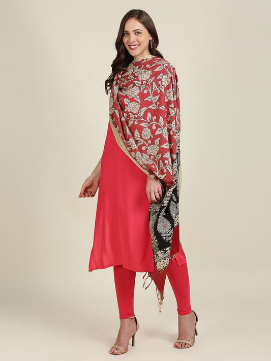 Kalamkari Mangalgiri Coral Cotton Dupatta