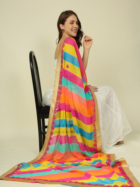 Multicolour Georgette with Gotta Patti border